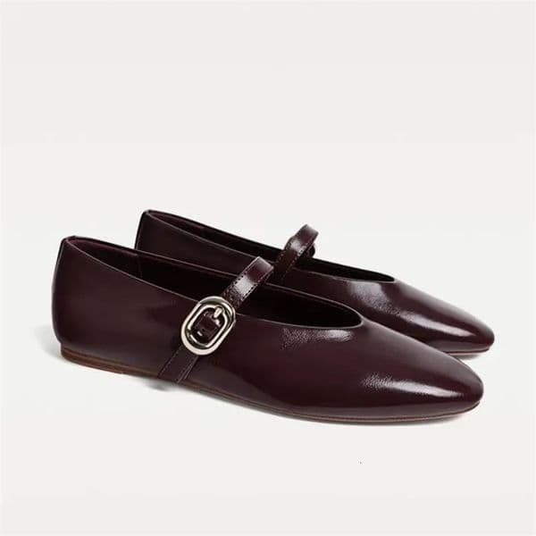 PU Leather Flats Mary Janes Shoes Women Spring Autumn Elegant Red Buckle Strap Ladies Shallow Casual Streetwear Loafers 260311BJ