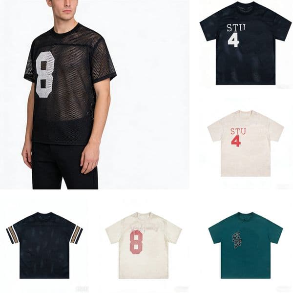 Designer mens luxury jersey T shirt Solid color number-printed breathable T-shirt High quality mesh fabric loose daily breathable and quick-drying T-shirt