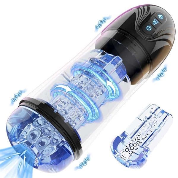Automatic Male Masturbator Cup Transparent Vacuum Sucking Vibrating Mastubator Blowjob Vagina Masturbation Machine Sex Toys