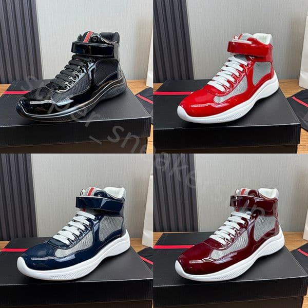 Designer Shoes Men Women America Cup Sneakers Runner Trainers Lace-up Flat Trainers Black White Red Mesh High top Sneaker size 35-47