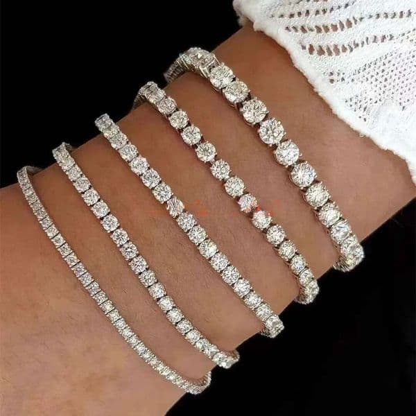Fashion 2mm-6mm VVS Moissanite Tennis Bracelet Luxury Unisex Gold Rhodium Plated 925 Sterling Silver Lab Grown Jewelry