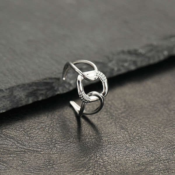 new product 925 Sterling Silver 18K Gold hydraulic opening adjustable jewelry personalized round hollow geometric pattern ring manufacturer