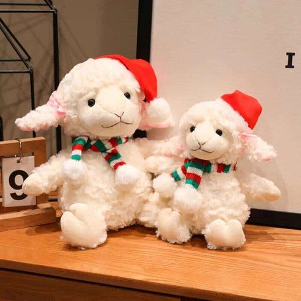 15/22/28cm Cute Christmas Soft Lamb Plush Dolls Stuffed Sheep Plushie Baby Toys Birthday Gifts for Kids 26W0323