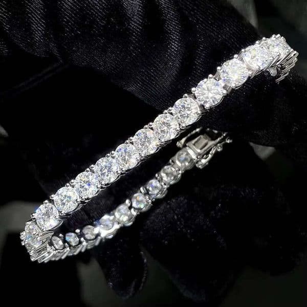 925 Sterling Silver 5mm VVS Moissanite D Color Bracelet Iced Out Elegant Bangle with Luxurious Tennis Chain