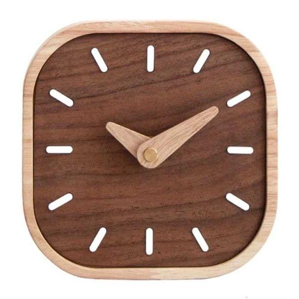 Walnuts Clock with Refined Small Table Bedsides Clock for Indoor Bedroom A2BBT260321