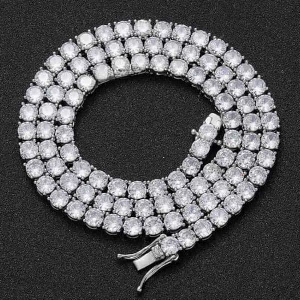 VVS Iced Out Hiphop Gold Plated 5mm Necklace 925 Sterling Silver Bling Moissanite Tennis Chain