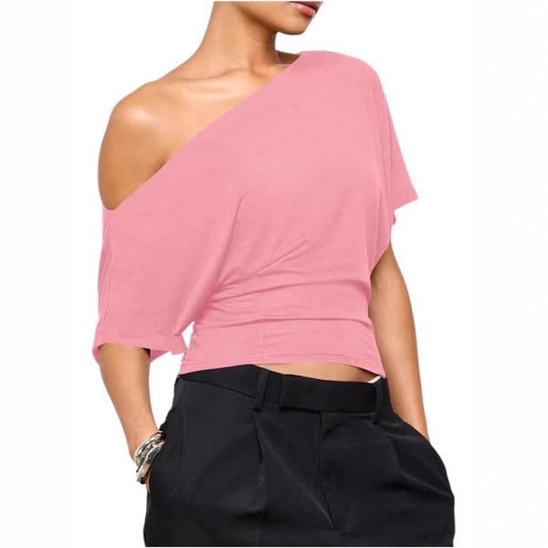2026 European And Polo American Designer T-shirt Women's Off-shoulder Loose T-shirt Short Sleeve T-shirt Summer Casual Spring Designer Hoodie Fashion Clothing