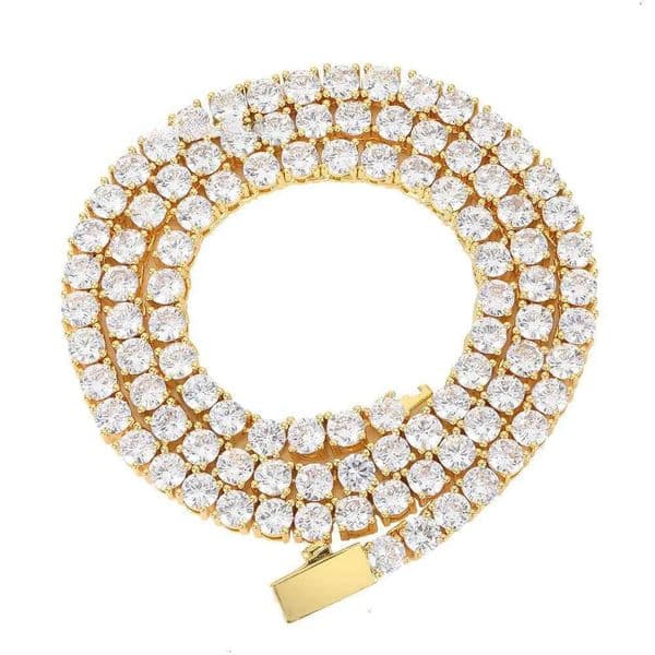 Hip Hop 3mm 4mm 5mm Jewelry Woman Iced Out Gold Diamond Bling Tennis Chain Necklace
