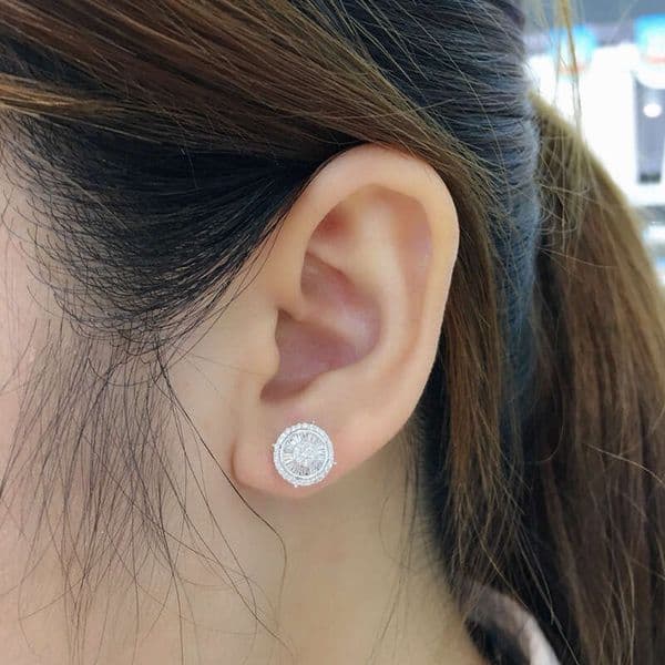 ultra-shiny trendy and unique student stylish circular unisex stud earrings popular Moissanite Jewelry