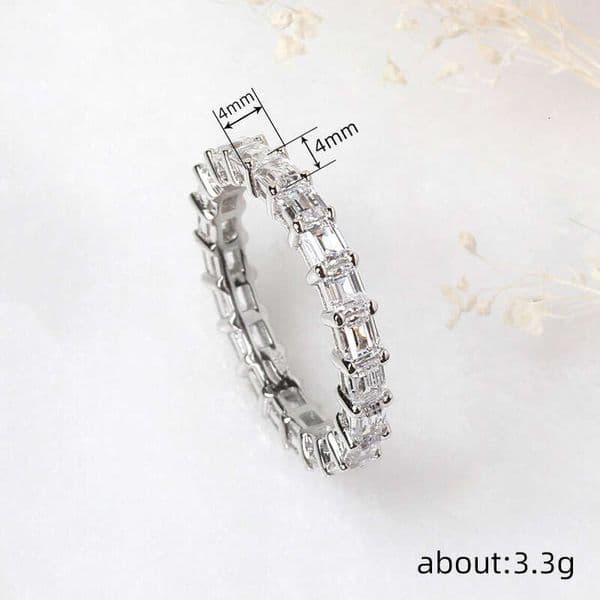 Versatile Simple Tail for Women Square Moissanite Inlaid Jewelry Minimalist Fashion Daily Matching Ring