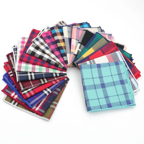Striped Handkerchief Scarves Vintage Cotton Hankies Plaid Mens Pocket Square Printed Handkerchiefs 260317