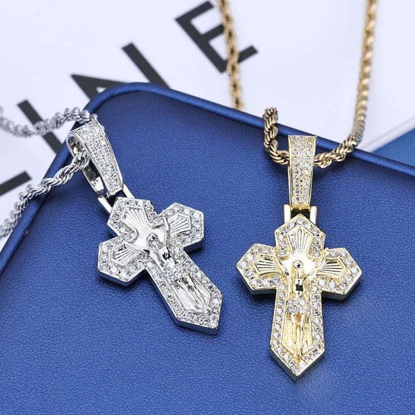 Jewelry custom Hip Hop retro cross pendant hot-selling accessories Moissanite men's necklace wholesale