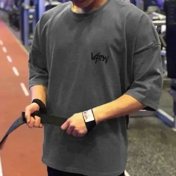 2026 Round-neck Sports T-shirt Oversized Cotton Summer T-shirt Training Running Shirt Mens Streetwear Mens Half-sleeved Shirts 260321
