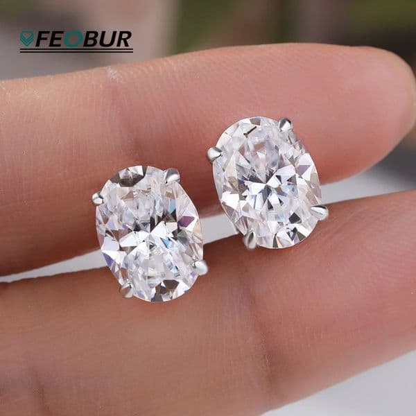 Certified 05-4CT Oval Cut Stud Earring for Women 925 Sterling Silver Sparkling Lab Diamond Ear Studs Jewelry GRA 260323