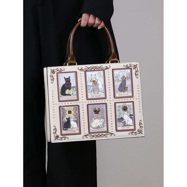 2025 High-End Fashion Summer New Handbag Female Niche Design Tarot Tile Tote Large Capacity Y2k Cute Cat Bag Strange Win