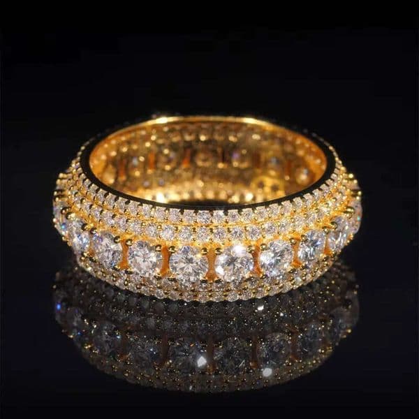 Hip Hop 925 Silver VVS Moissanite Eternity Band 5 Rows Dazzling Sparkly GRA Rapper Tester Mens Rings by