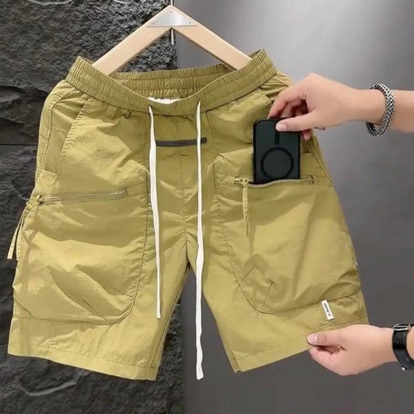 Mens Summer Quick Dry Ice Silk Casual Shorts Loose Straight Leg Workwear Fourths Mid-Pay Pants Youth Fashion Active Wear 260319