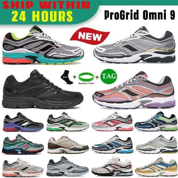 Top Quality Designer Progrid Omni 9 Outdoor Running Shoes Shock Absorption Wear Resistant Thick Sole Black Grey White Navy Green Blue Silver Pink