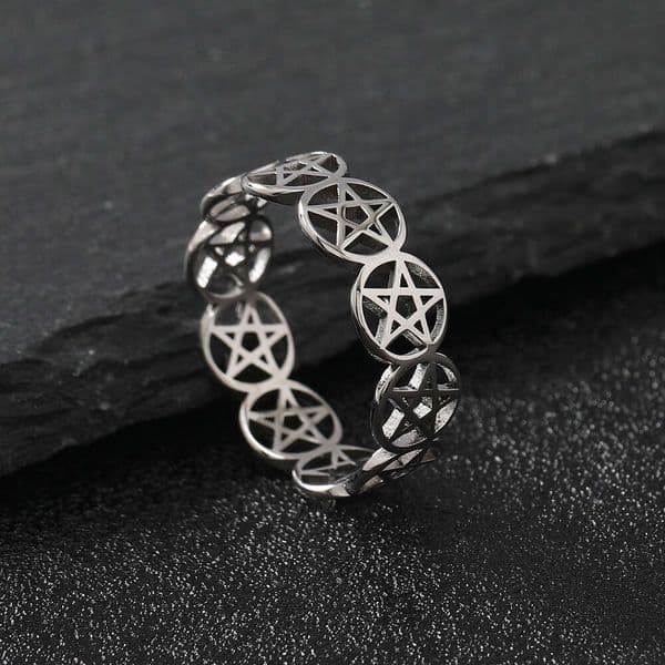 Hot Selling Titanium Simple Personality Cut Hollow Five-Pointed Star Ring Fashion Accessories 925 Sterling Silver 18K Gold Jewelry