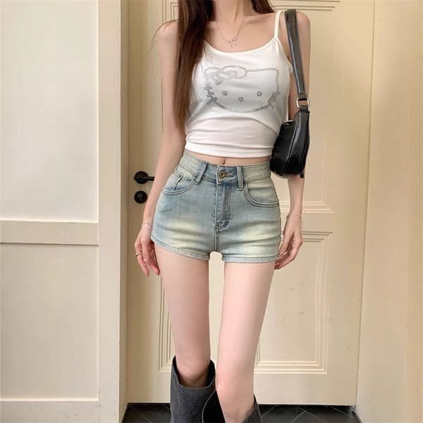 Light Blue Denim Shorts For Designer Pants Women Summer New High-waisted Slimming Versatile Petite Hot Girl Bodycon Shorts