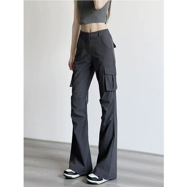 Designer Pants Flared Cargo Pants For Women Spring Summer 2026 New Slim Fit Cool Style Petite Paratrooper Sweatpants