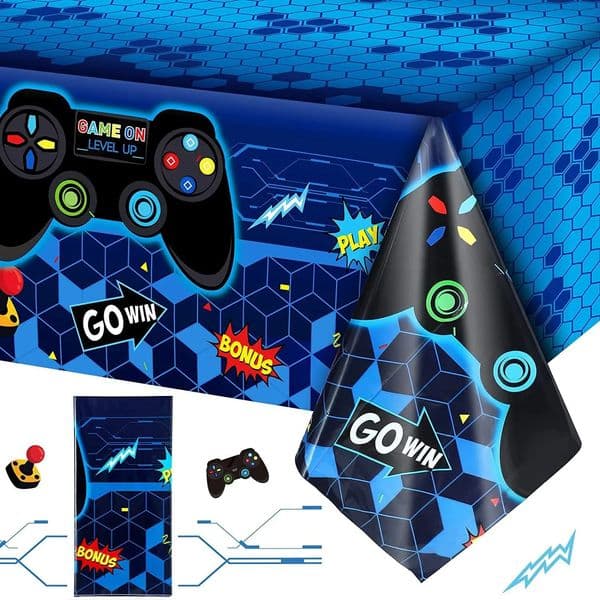 Video Game Table Cover Birthday Decoration Theme Plastic Cloth Party Supplies for Boys Girls Kids Player 260323