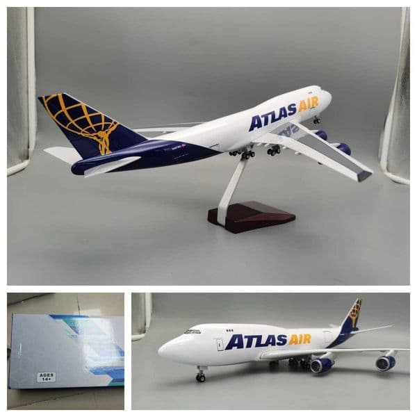 B747 747 Atlas Air Aircraft Model 1150 Scale 47cm Model Planes Resin Die-Cast Airplanes Home Decoration Ornament Collected L260320