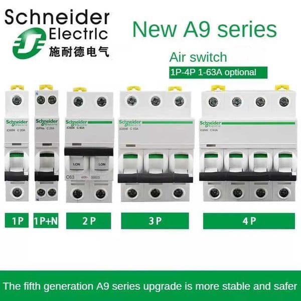 Schneider MCB Air Switch 1/2/3/4P Miniature Circuit Breaker iC65N C Household 2/3/4/6/10/16/20/25/32/40/50/60/63a Air Switch Ac X260323