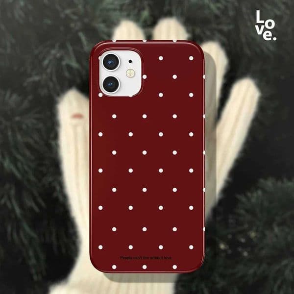 Brown Red Polka Dots Phone Case for iPhone 17 16 15 14 13 12 11 Air Pro Max X XS XR XSMax 7 8 Plus Glossy Film Hard PC Cover H260323