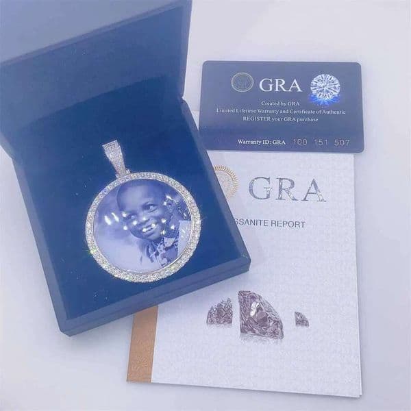 Pass Diamond Tester 925 Silver White gold Yellow Gold PlateIced Out Hip Hop Style D Color VVS1 Moissanite Photo Pendant Necklace