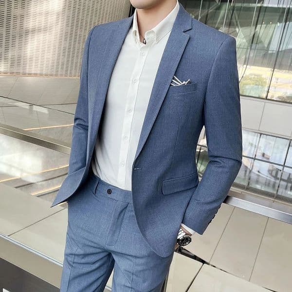 Mens Stylish Handsome Solid Color Suit Two-Piece Set M-4XL High Quality Formal Casual Banquet Fit Trousers Included 260321
