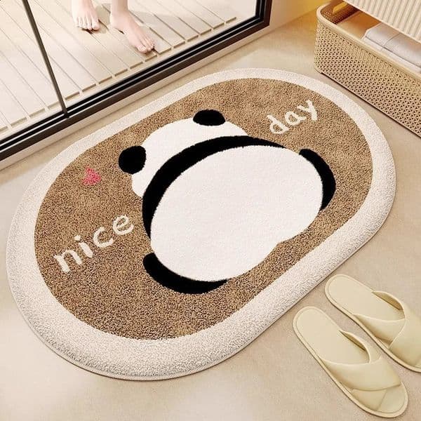 VIKAMA Cartoon Panda Bathroom Door Carpet Absorbent NonSlip Mat Bedroom Cashmere Home Decoration 260323