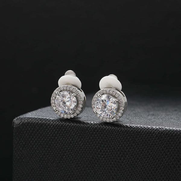 Round clip Hip Hop style Silver inlaid with Moissanite new hot-selling earrings no need for ear piercing