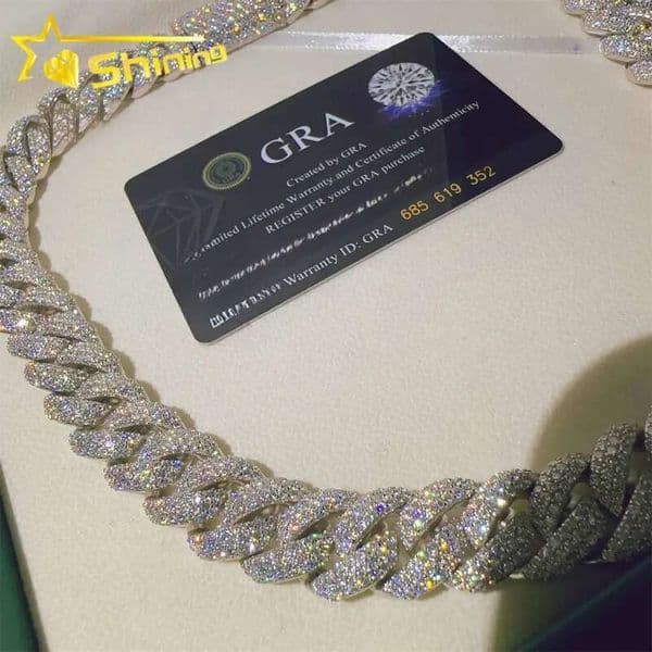 Hip Hop Jewelry VVS Moissanite Diamond Miami 16MM Sterling Silver 925 Cuban Link Chain Necklace