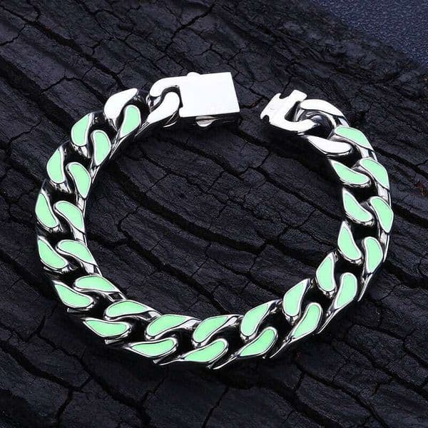 Jewelry Hip Hop 12mm colorful enamel Cuban chain titanium jewelry niche design 925 Sterling Silver 18K Gold men's bracelet custom-made