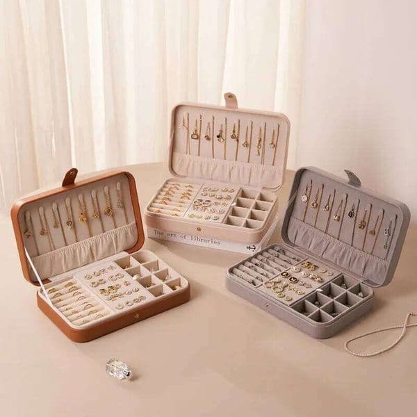 Portable Leather Travel Jewelry Case Storage Organizer for Earrings Necklace Ring Layered Display Box Women Gift 26Y0323
