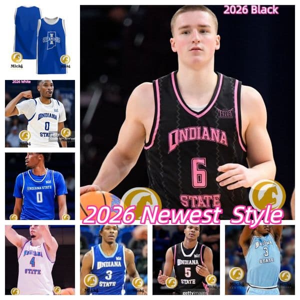 Jaden Daughtry Indiana State Sycamores Basketball Jersey 11 Markus Harding 4 Bruno Alocen 0 Tyran Cook 10 K'mani Doughty Indiana State Jerseys Custom Stitched