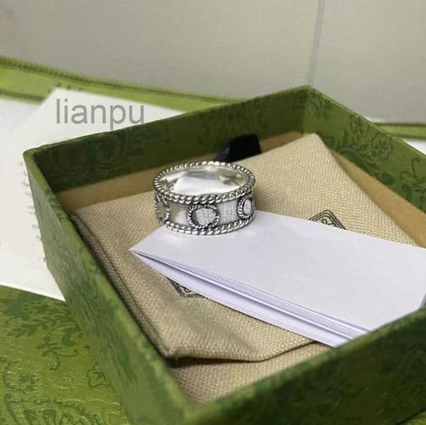 Ring Pattern Letter Interweaving 925 Sterling Silver Rings Old Carved Rough Lace Simple and Versatile Fashion Jewelry