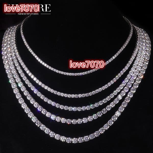 2026 Sterling silver tennis necklace 5mm Moissanite Tennis Chain Necklace Bracelets For Women Men