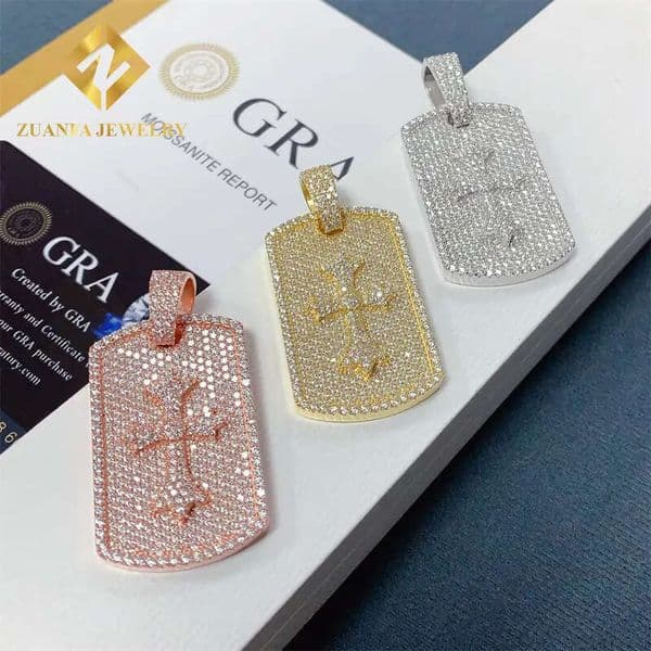 Laser Engraving Service Moissanite Charms Collection Cross Pendant Hip Hop Rock Iced Out Jewelry Gifts