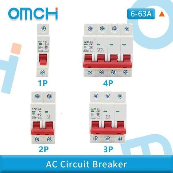 Din Rail Mini Circuit Breaker 1P 2P 3P 4P AC 400V MCB 6A 10A 16A 20A 25A 32A 40A 50A 63A Household Circuit Air Switch DZ47-63 X260323
