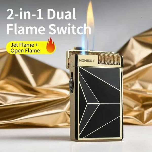 Beauty HONEST Business Type Dual-Fire Inflatable Grinding Wheel Ignition/Visible Air Chamber/High-End Men's Gift Lighter