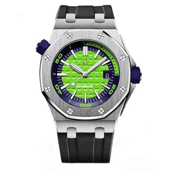 Automatic Watches For Men Sophisticated Timepiece with Silicone Strap and Rotating Inner Ring - Stylish Men's Mechanical Watch for Daily Wear