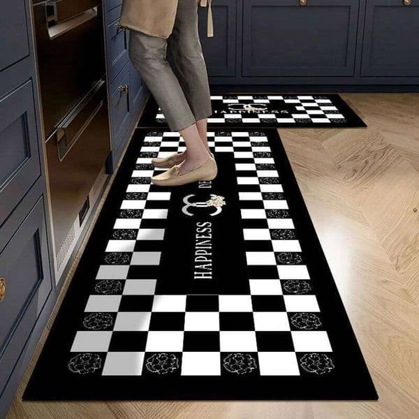 VIKAMA Crystal Velvet Long Kitchen Carpet, Anti-Slip, Water-Absorbent Oil-Absorbent And Dirt-Resistant Floor Mat Home Decoration 26Y0323