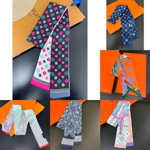 Classic Designer woman silk Scarf Headbands Women Letter Flower Silk Scraves Bandeaux Bag Hair Bandeau 8x120cm 1 2 vv