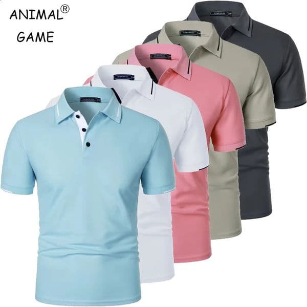 Mens Short Sleeve Polo Shirt Summe Button Classic Fit Casual TShirts Oversize Pullover Shirts Man Solid Color Lightweight Tops 260323