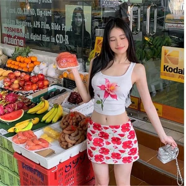 Bestseller Thai-Style Sweetheart Oil Painting Style Pants For Women, 2025 Spring/Summer New Ins Trend Versatile Casual Short Skirt Ddmyoutdoor