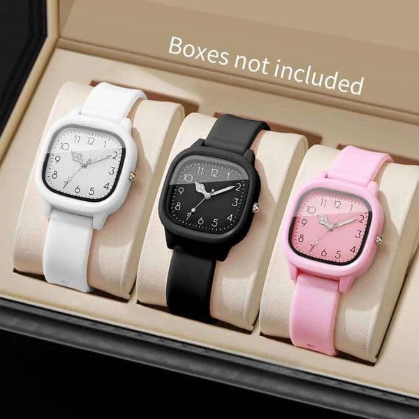 3PCS/Set Ladies Silicone Strap Watch Fashion Arabic Dial Women Quartz Watches Girls Clock Reloj MujerWithout Box