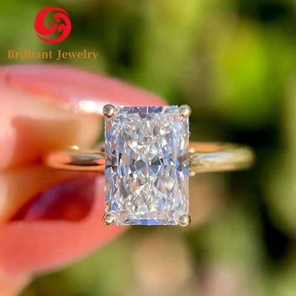 Custom Radiant Cut 14k 18k Solid Gold IGI Certified CVD HPHT Lab Grown Diamond Ring Anniversary Wedding Gift