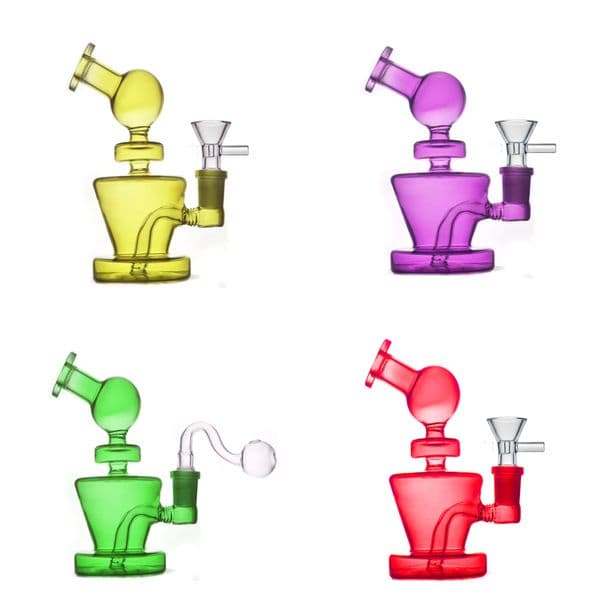 Newest Rainbow colorful mini Travel 14mm female glass water bong pipe hookah tobacco bongs with smoking oil burner or tobacco bowl